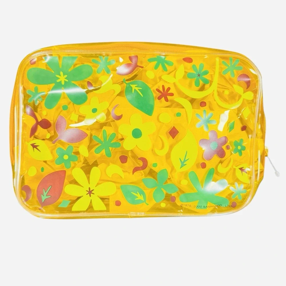 Sanrio Hello Kitty Vintage 2000 Clear Yellow PVC Cosmetic Bag Pouch Y2K